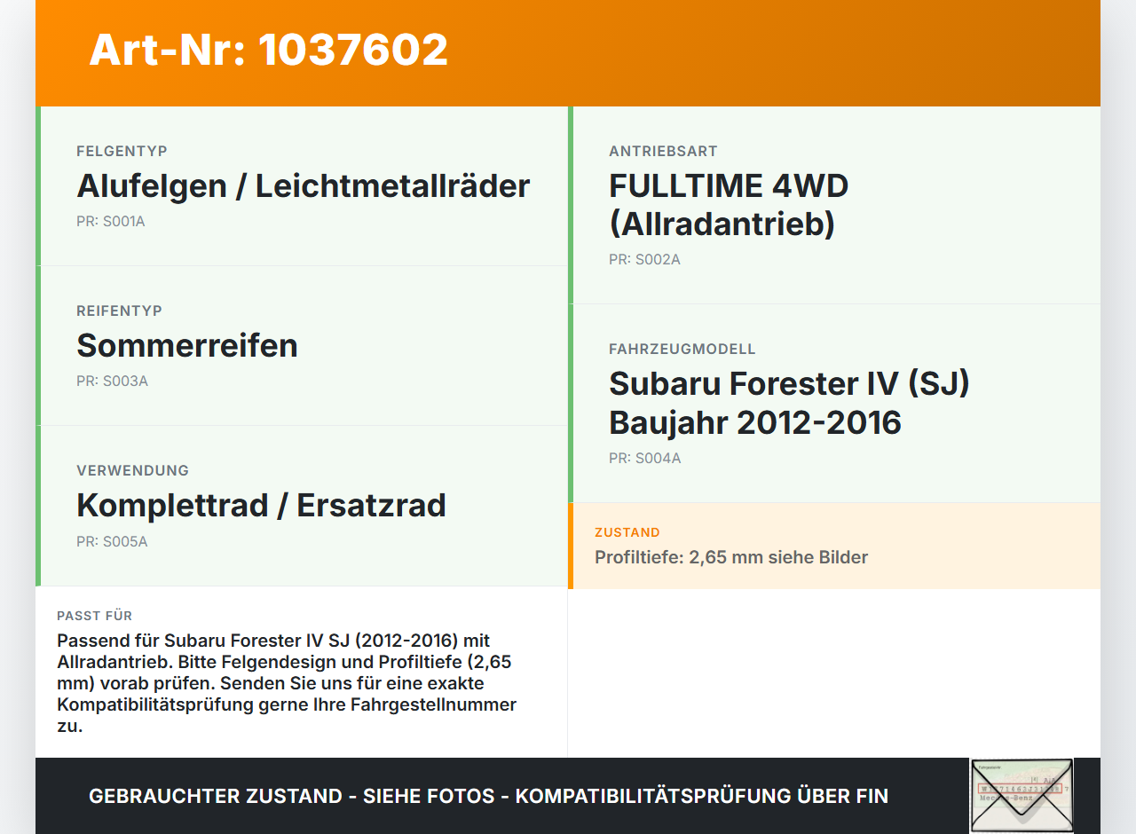 Subaru Forester IV SJ 12-16 1 x Komplettrad Ersatzrad Stahlfelge Sommerreifen Subaru Forester IV SJ 12-16... Vorschau 3