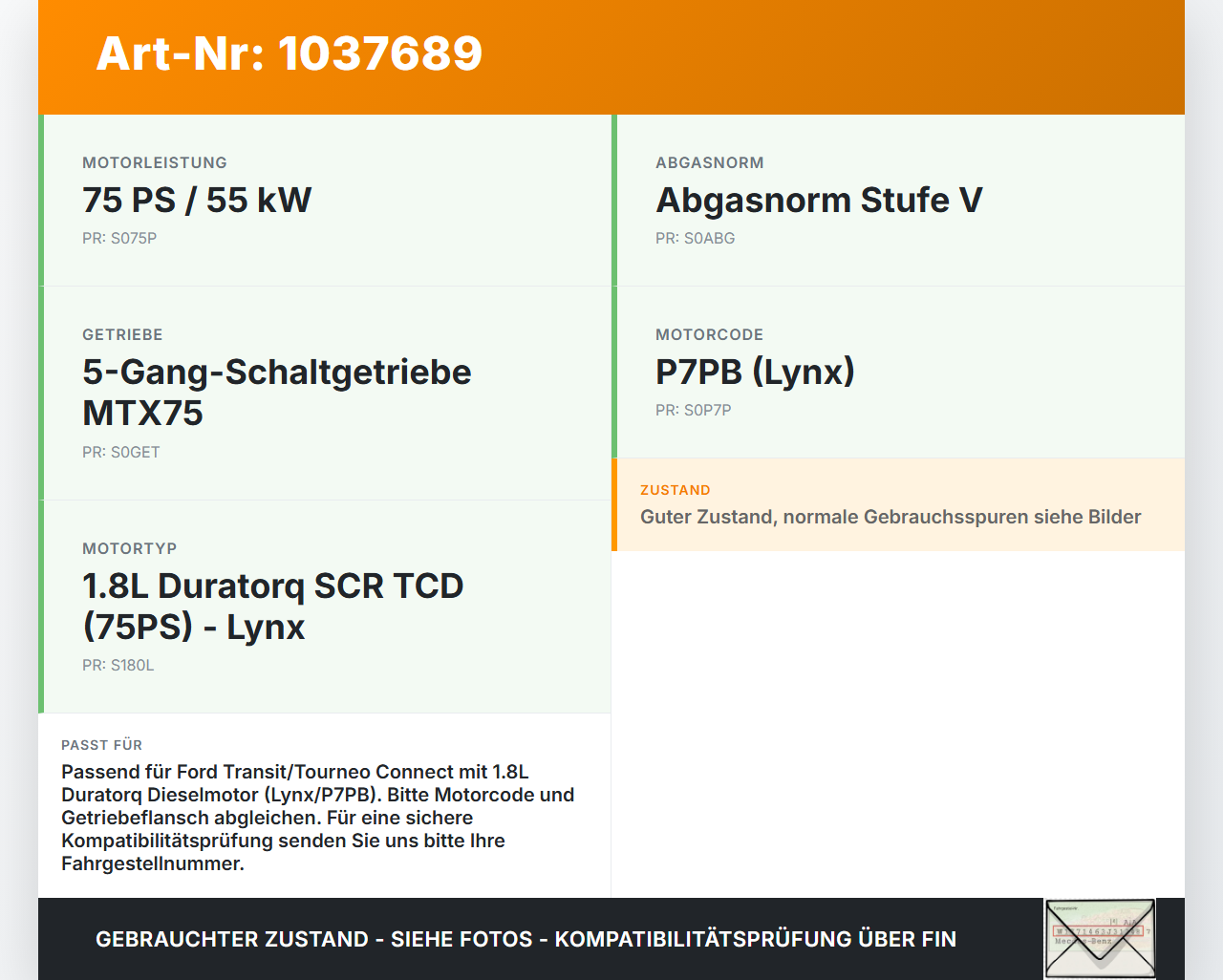 Ford Tourneo Connect 09-13 2,0d 75KW P7PBa Kurbelwelle Ford Tourneo Connect 09-13 26.09.2012 4M5G-6303-AA gebraucht Vorschau 3