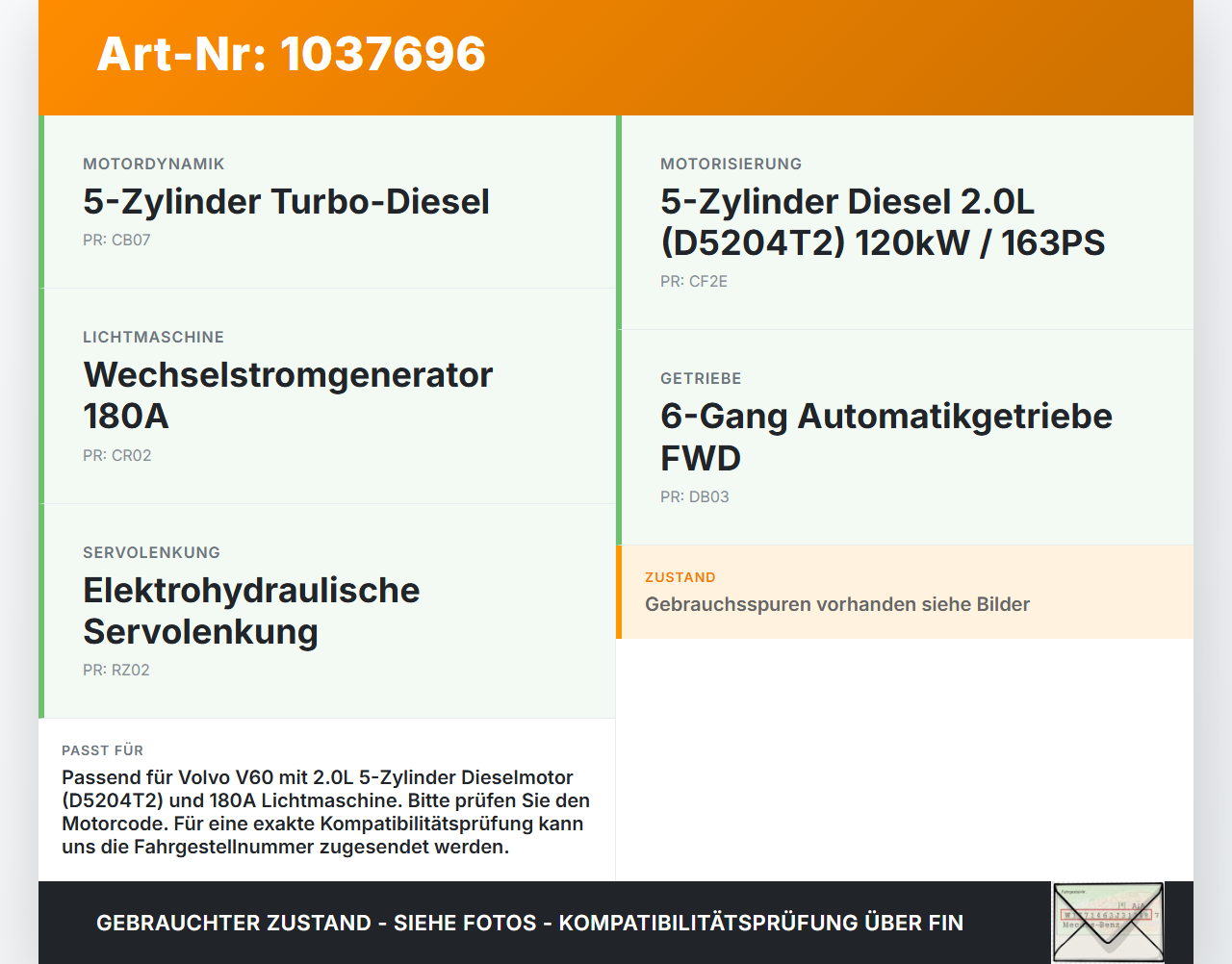 Volvo V60 D4 10-13 2,0d 120KW D5204T2 Riemenscheibe Kurbelwelle Schwingungsdämpfer Volvo V60 D4 10-13 24.03.2011... Vorschau 3