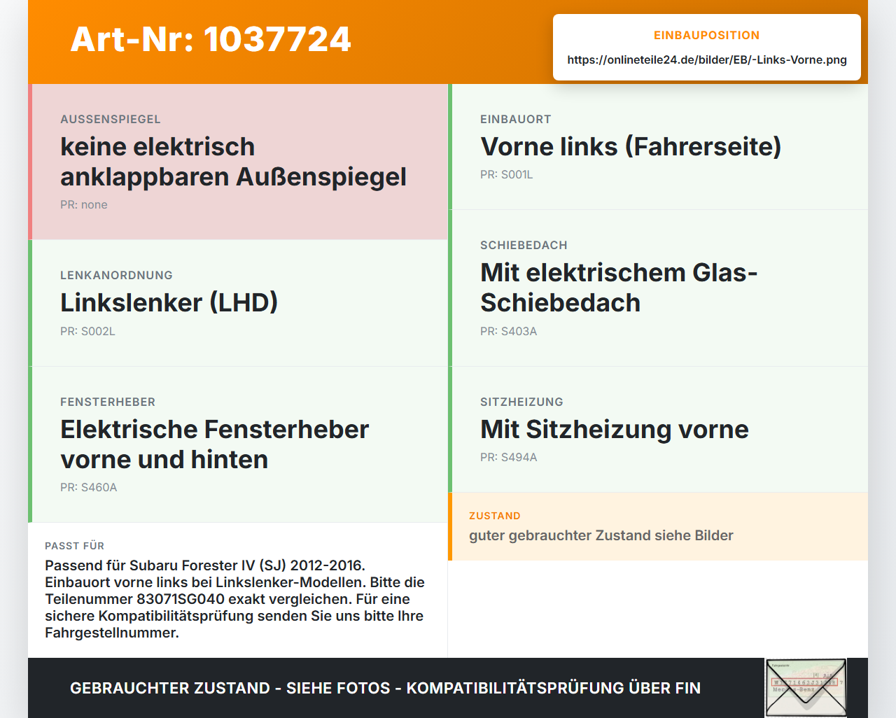 Subaru Forester IV SJ 12-16 Fensterheberschalter Schalter Vorne Links Subaru Forester IV SJ 12-16 16.02.2015... Vorschau 3