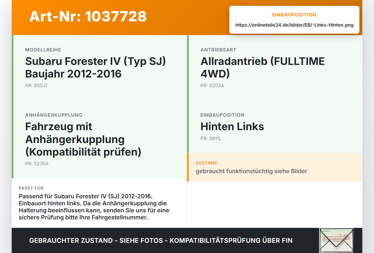 Subaru Forester IV SJ 12-16 Stoßstangenhalter Halter Stoßstange Hinten Links Subaru Forester IV SJ 12-16 16.02.2015... Vorschau 3