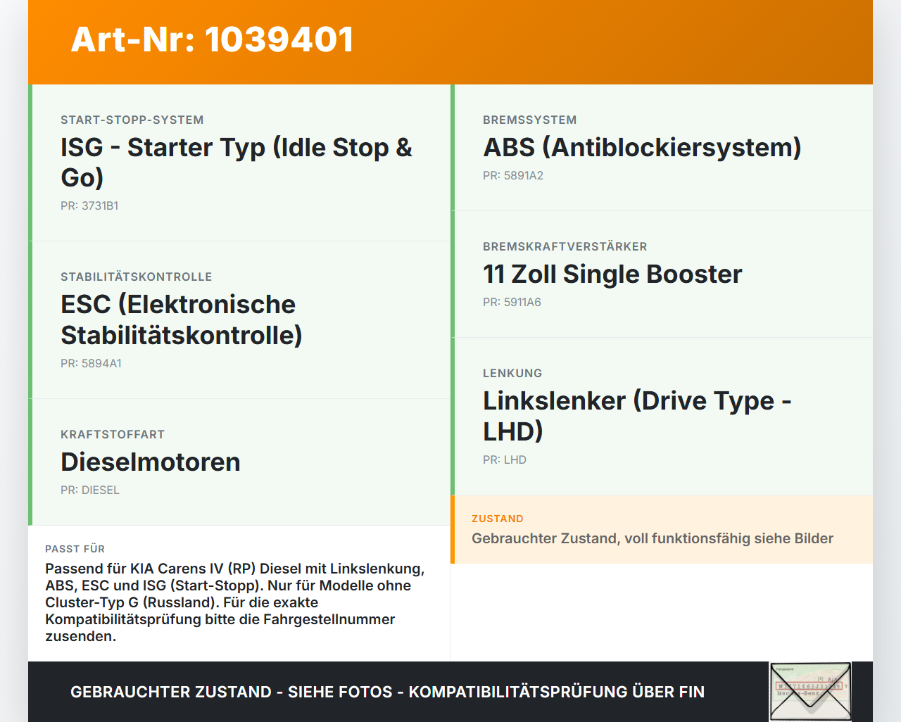 KIA Carens RP IV 13-19 Hauptbremszylinder Bremszylinder KIA Carens RP IV 13-19 29.08.2014 58510A-4800 gebraucht Vorschau 3