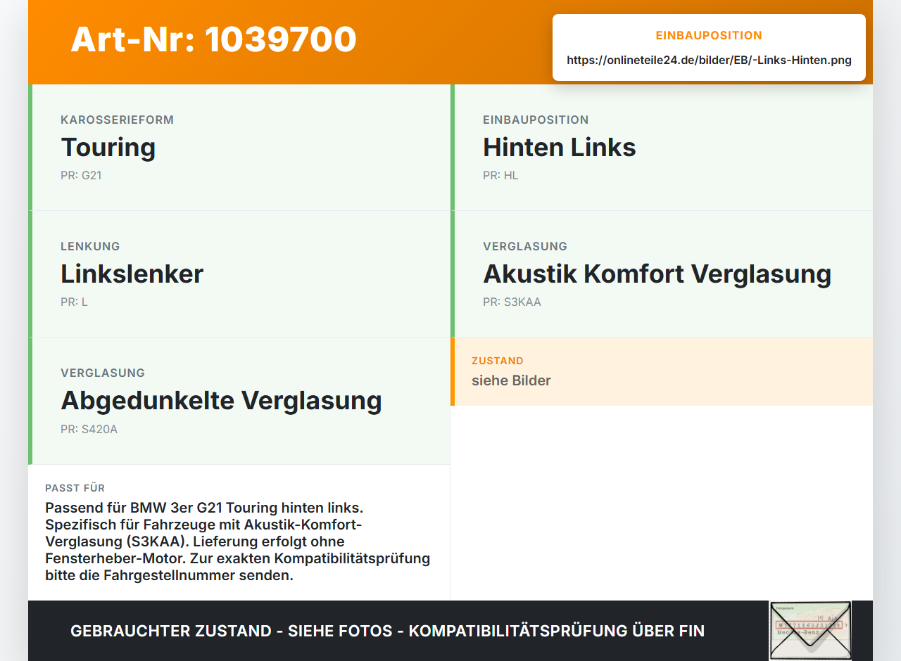 BMW G21 320dx 3er 19-22 Kombi Fensterheber o. FH-Motor Hinten Links BMW G21 320dx 3er 19-22 17.09.2020 8498855... Vorschau 3