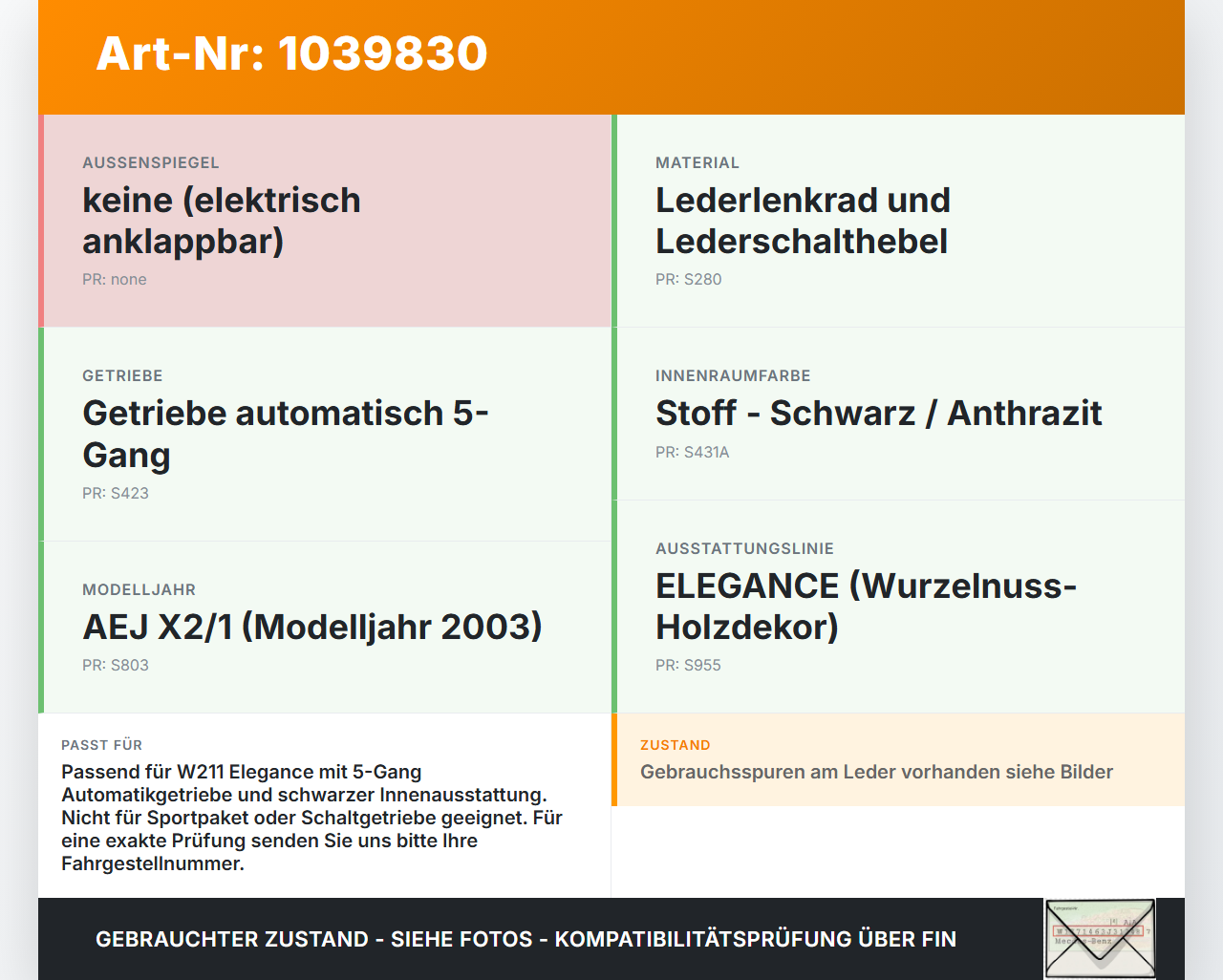 Mercedes W211 E200 02-06 1,8 120KW Autom Schaltknauf für Schalthebel Gangschalter Holzdekor Elegance Mercedes W211... Vorschau 3