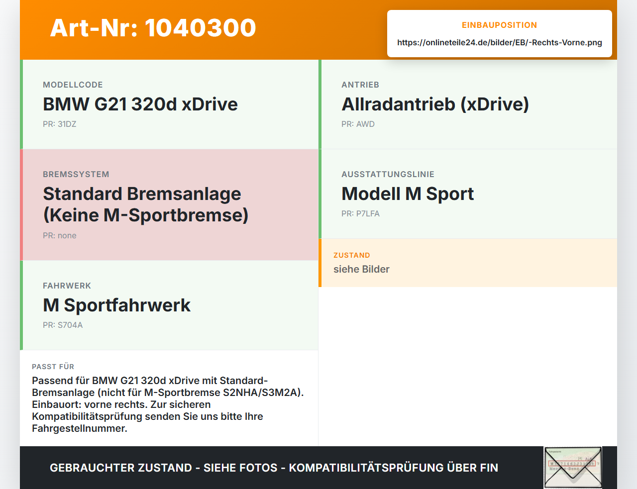 BMW G21 320dx 3er 19-22 2,0d 140KW Bremssattel Bremszange Vorne Rechts BMW G21 320dx 3er 19-22 17.09.2020... Vorschau 3