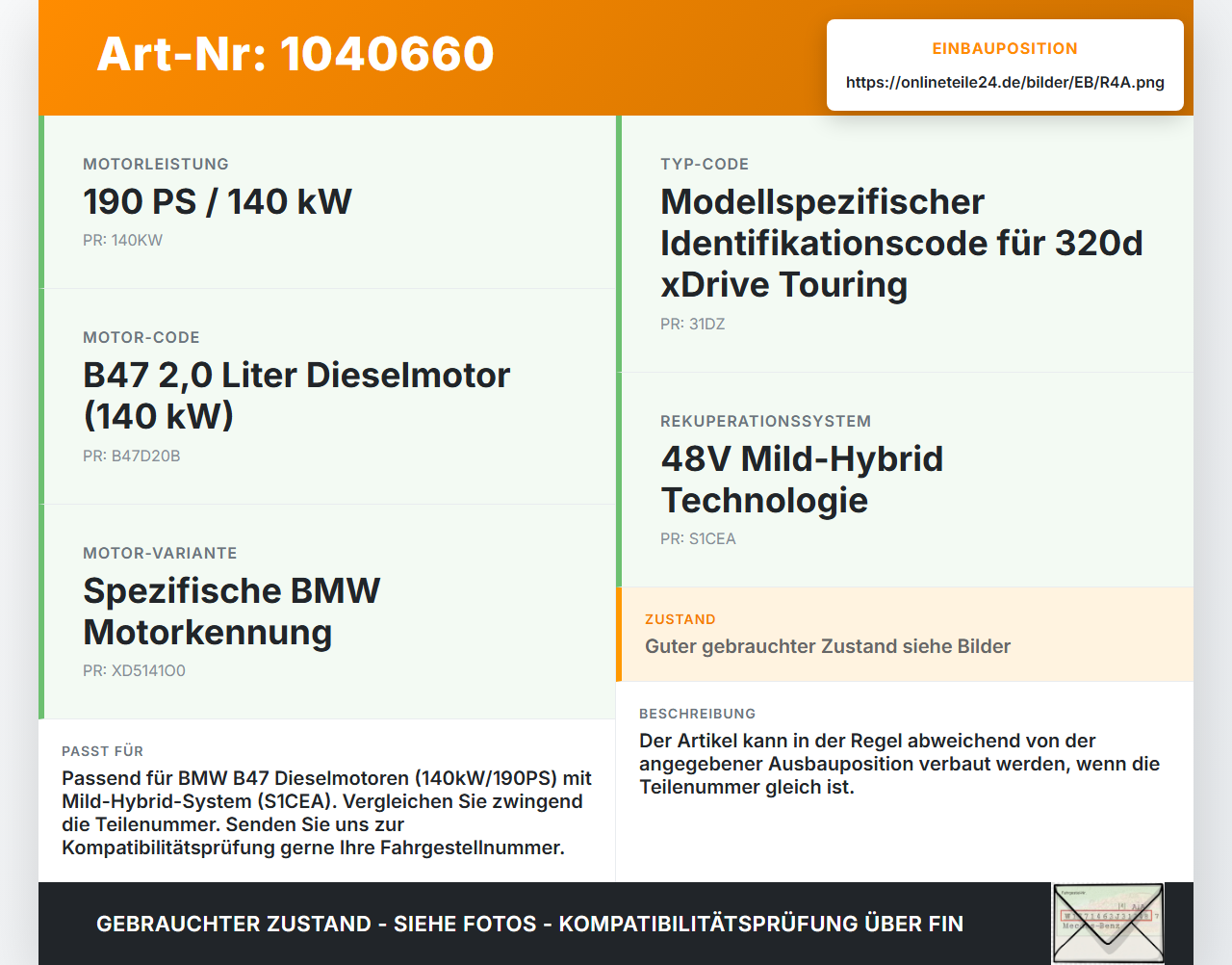 BMW G21 320dx 3er 19-22 2,0d 140KW B47D20B B47 Kolben mit Pleuel Pos A BMW G21 320dx 3er 19-22 17.09.2020... Vorschau 3