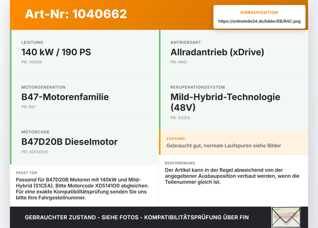 BMW G21 320dx 3er 19-22 2,0d 140KW B47D20B B47 Kolben mit Pleuel Pos C BMW G21 320dx 3er 19-22 17.09.2020... Vorschau 3