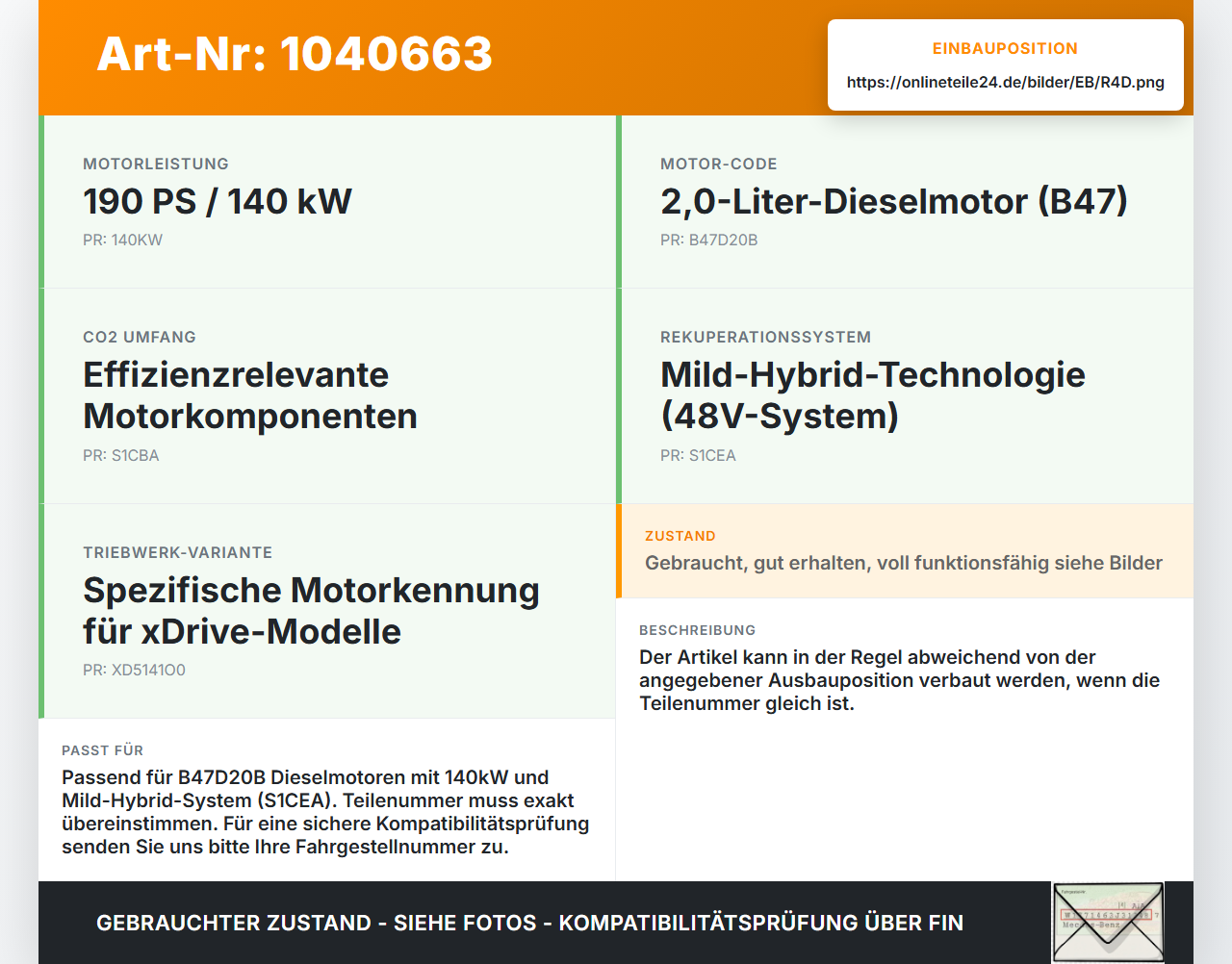 BMW G21 320dx 3er 19-22 2,0d 140KW B47D20B B47 Kolben mit Pleuel Pos D BMW G21 320dx 3er 19-22 17.09.2020... Vorschau 3