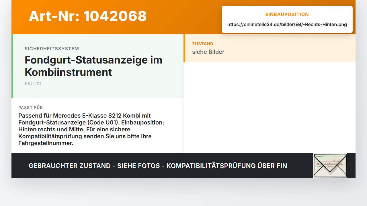 Mercedes S212 E350d 13-16 Kombi Gurtschloss Rechts Hinten und Mitte Mercedes S212 E350d 13-16 18.02.2010... Vorschau 3