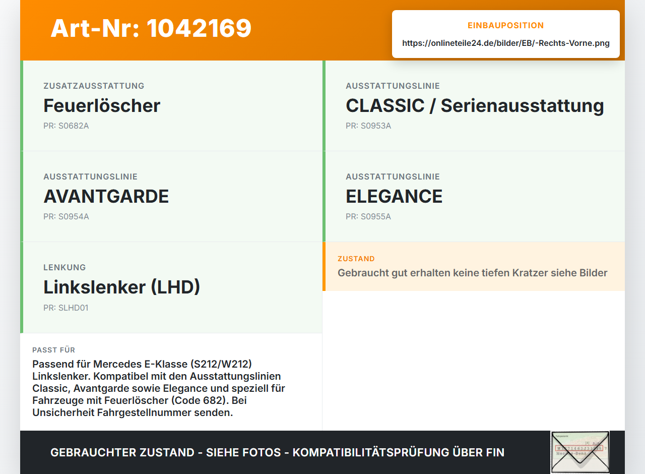 Mercedes S212 E350d 13-16 Handschuhfach Ablagebox Rechts Vorne Mercedes S212 E350d 13-16 18.02.2010 A2128100404... Vorschau 3