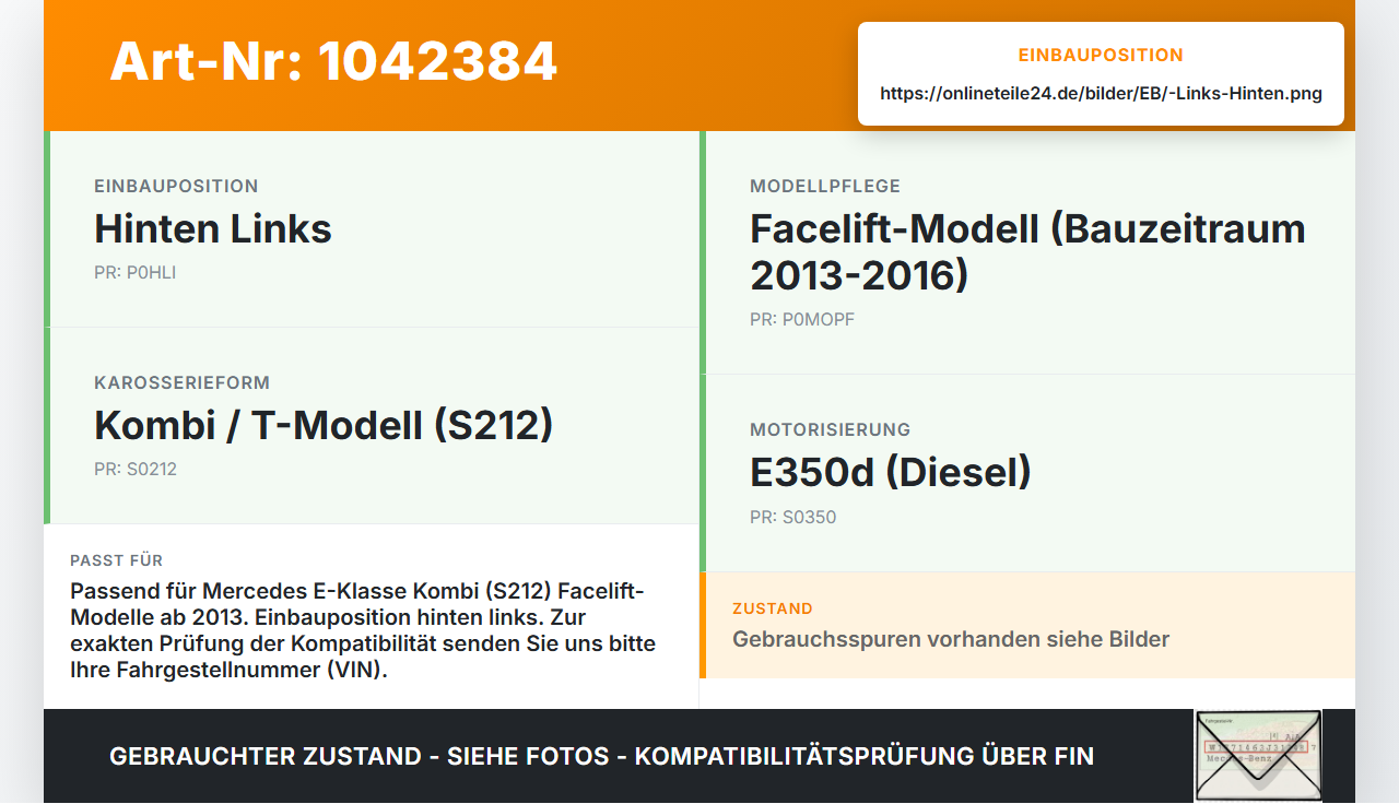 Mercedes S212 E350d 13-16 Kombi Türscharnier Tür Scharnier Links Hinten Mercedes S212 E350d 13-16 18.02.2010... Vorschau 3