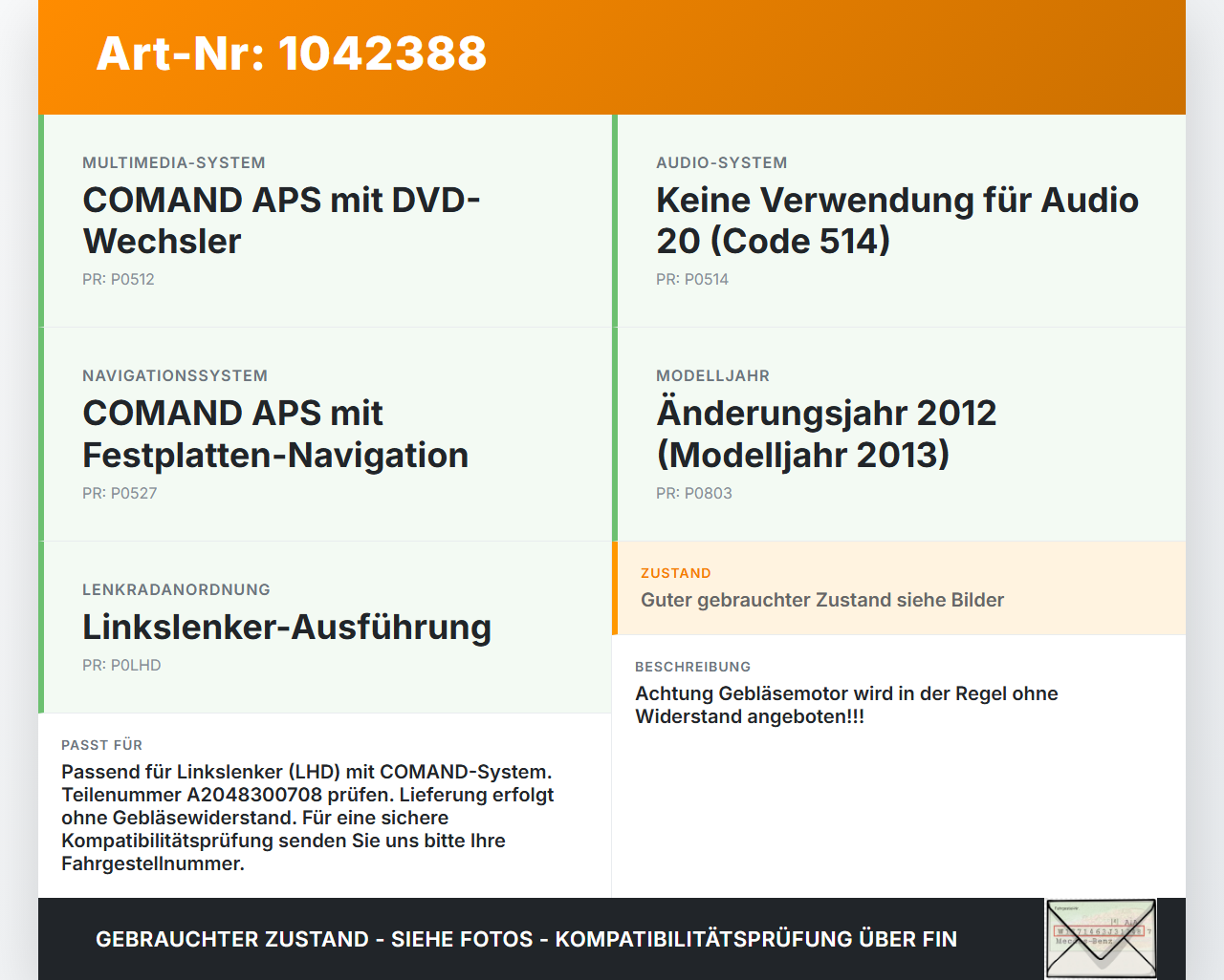 Mercedes S212 E350d 13-16 Gebläsemotor Innenraum Heizungsgebläse Mercedes S212 E350d 13-16 18.02.2010 A2048300708... Vorschau 3