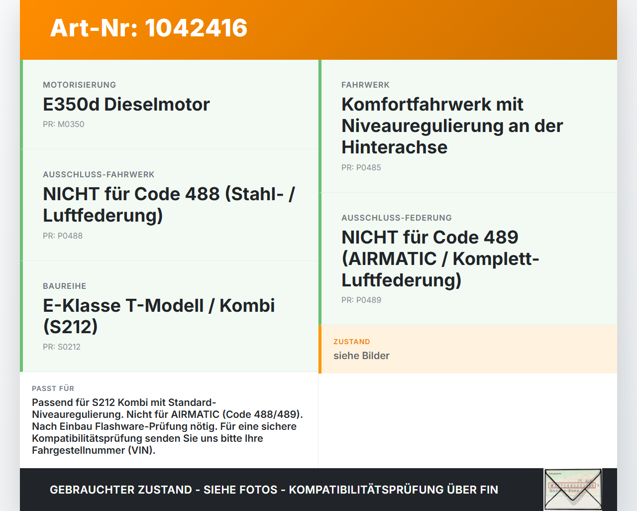Mercedes S212 E350d 13-16 Steuergerät Niveauregulierung Mercedes S212 E350d 13-16 18.02.2010 A2125406462 00406119... Vorschau 3