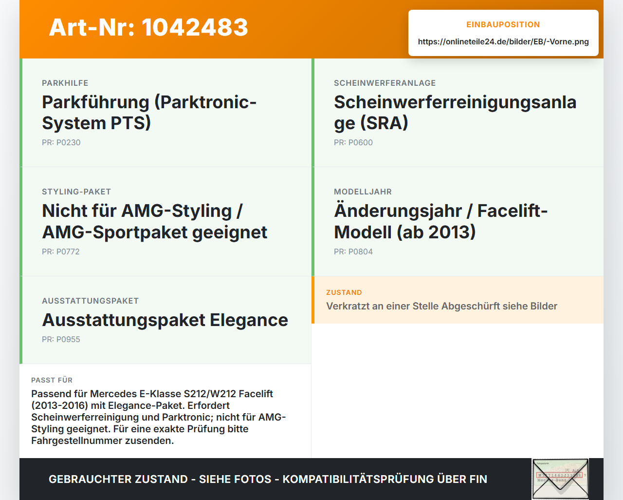 Mercedes S212 E350d 13-16 Stoßstange Stoßfänger Frontschürze Vorne 755 Mercedes S212 E350d 13-16 18.02.2010... Vorschau 3