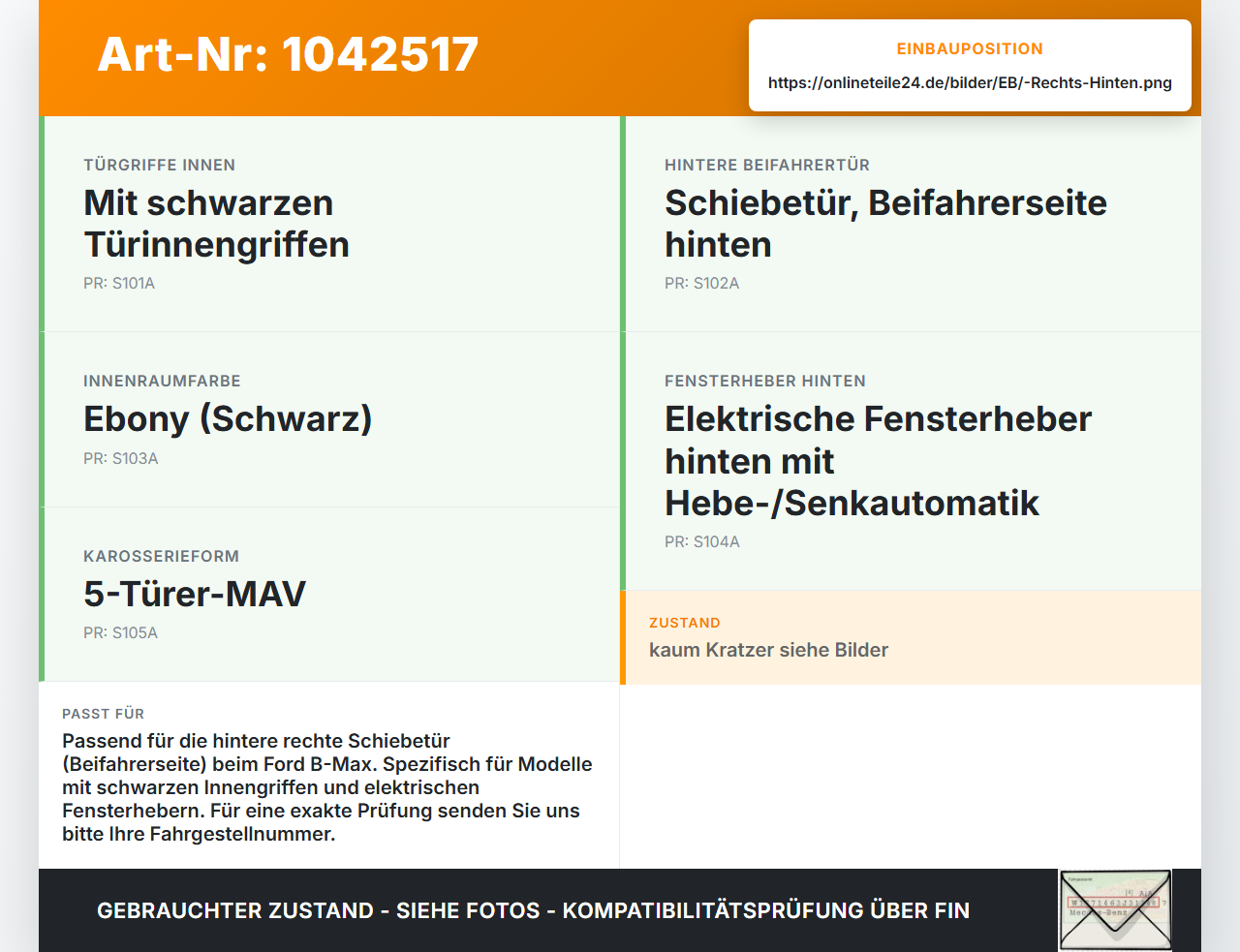 Ford B-Max JK 12-17 Griff Griffmuschel Türgriff Innen Rechts Hinten Ford B-Max JK 12-17 03.04.2014... Vorschau 3