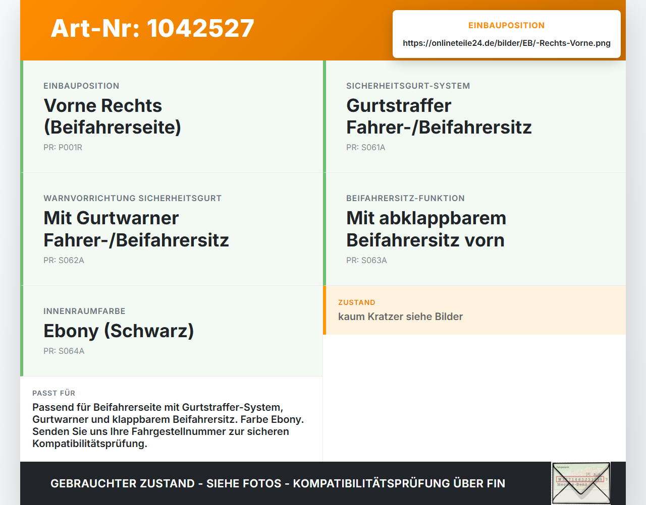 Ford B-Max JK 12-17 Gurtschloss Rechts Vorne Ford B-Max JK 12-17 03.04.2014 AV11-R61208-AC 34111488 3C11214 gebraucht Vorschau 3