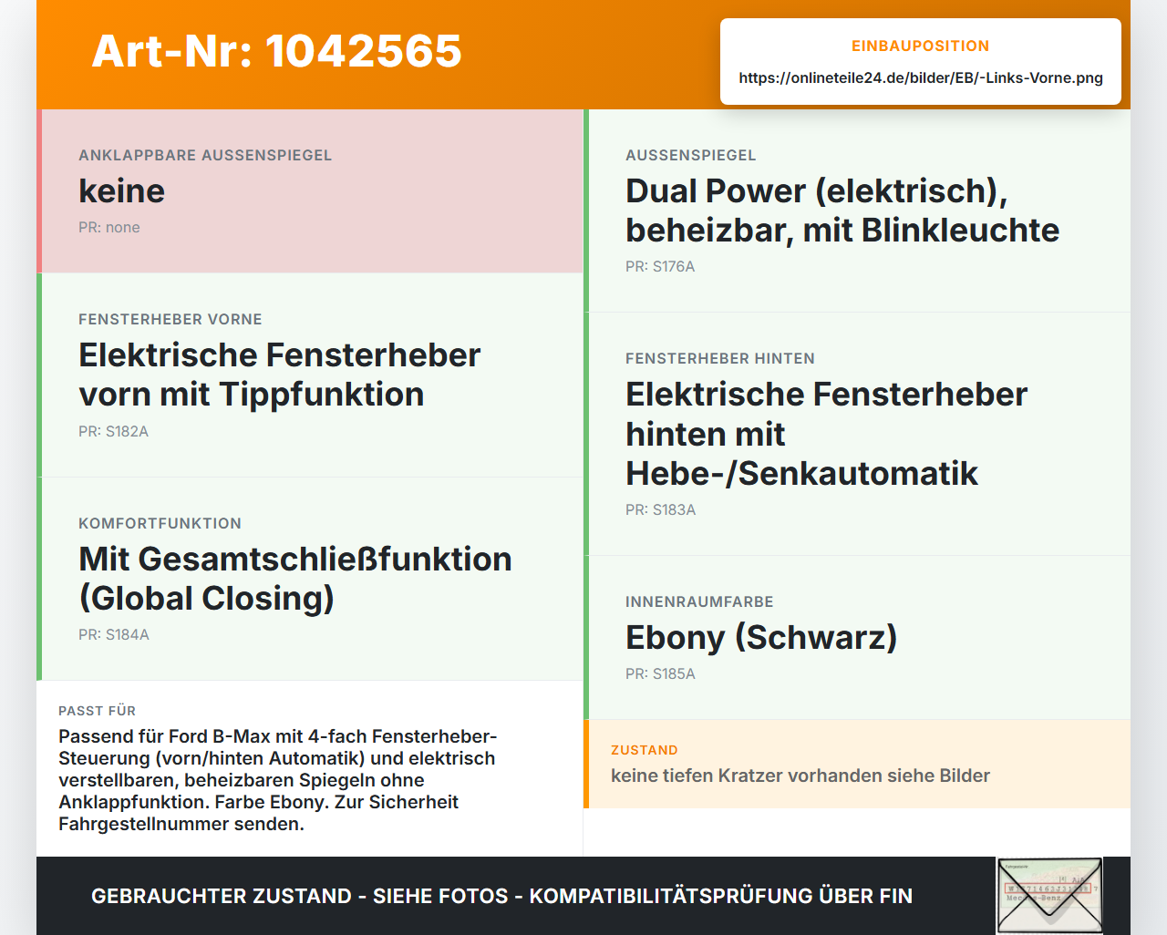 Ford B-Max JK 12-17 Fensterheberschalter Schalter Links Vorne Ford B-Max JK 12-17 03.04.2014 F1ET-14A132-AC... Vorschau 3