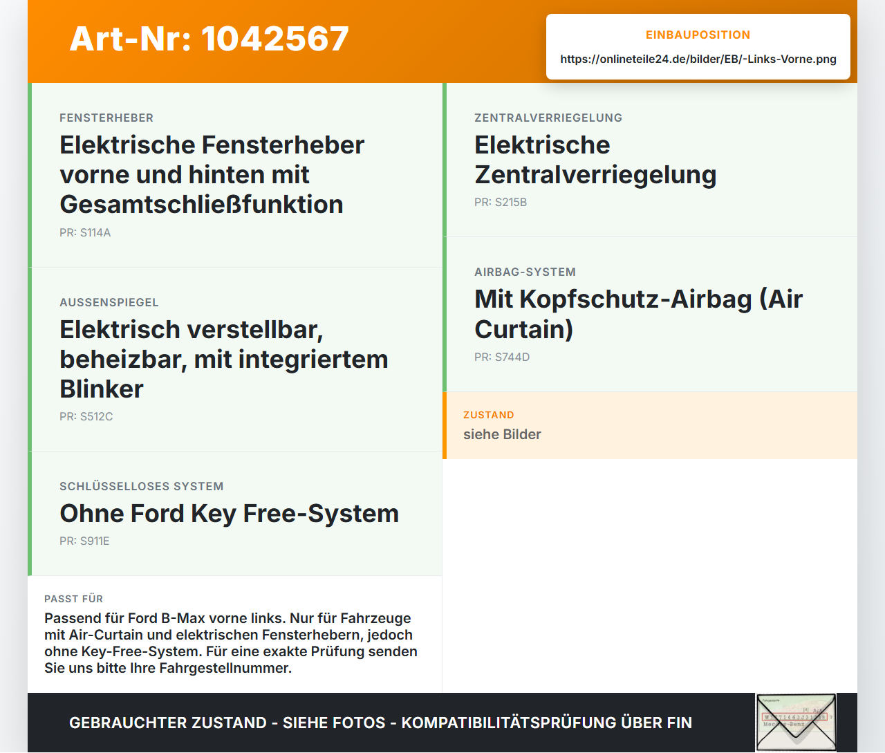 Ford B-Max JK 12-17 Kabelbaum Tür und Fensterheber Links Vorne Ford B-Max JK 12-17 03.04.2014 AV1T-14A584-CBH... Vorschau 3