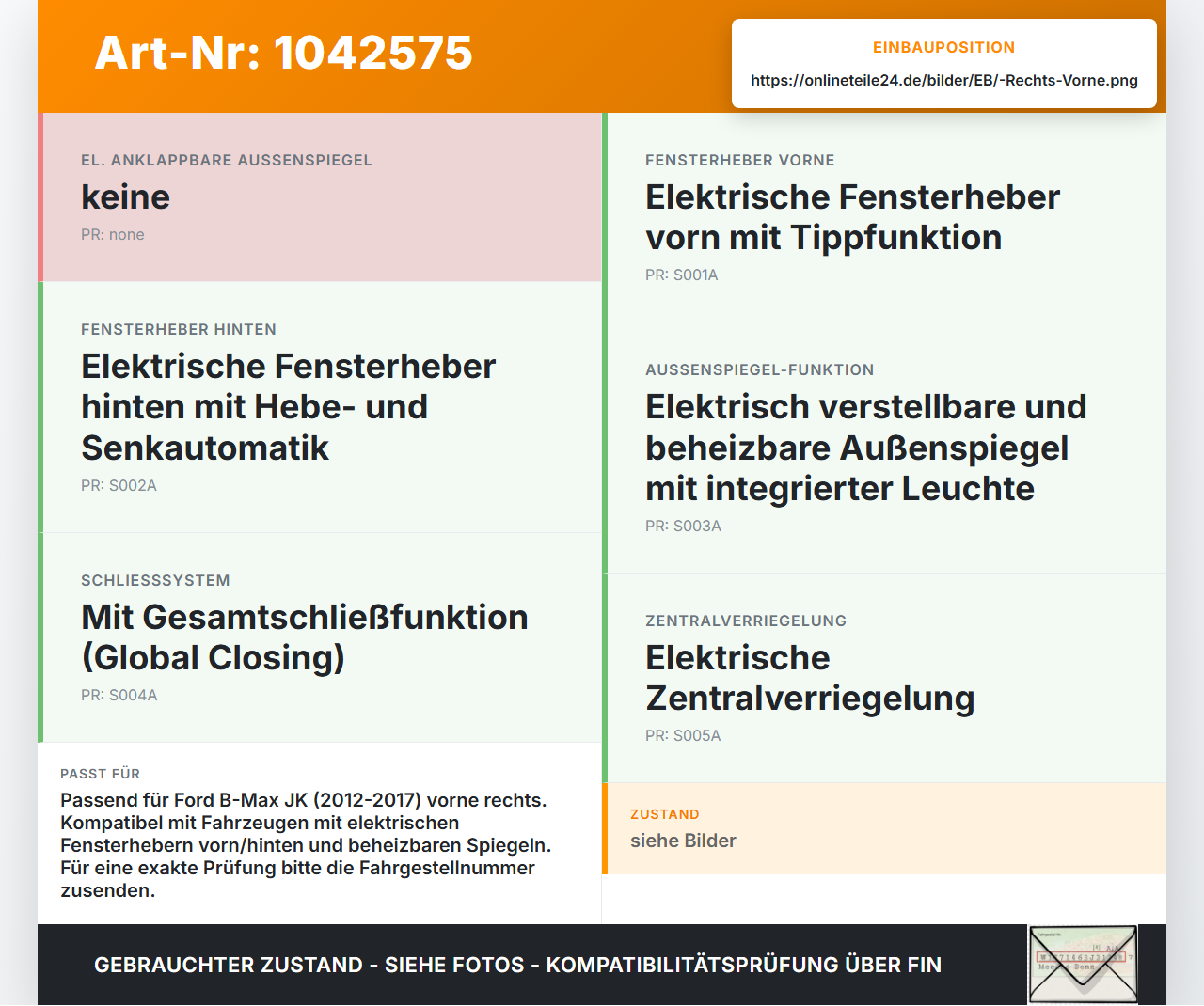Ford B-Max JK 12-17 Steuergerät ECU Modul Türsteuergerät Rechts Vorne Ford B-Max JK 12-17 03.04.2014 CV1T-14B533-AJ... Vorschau 3