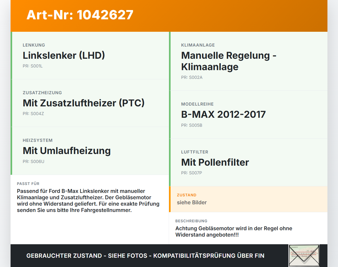 Ford B-Max JK 12-17 Gebläsemotor Lüftermotor Heizungsgebläse Ford B-Max JK 12-17 03.04.2014 AV11-19846-AB... Vorschau 3