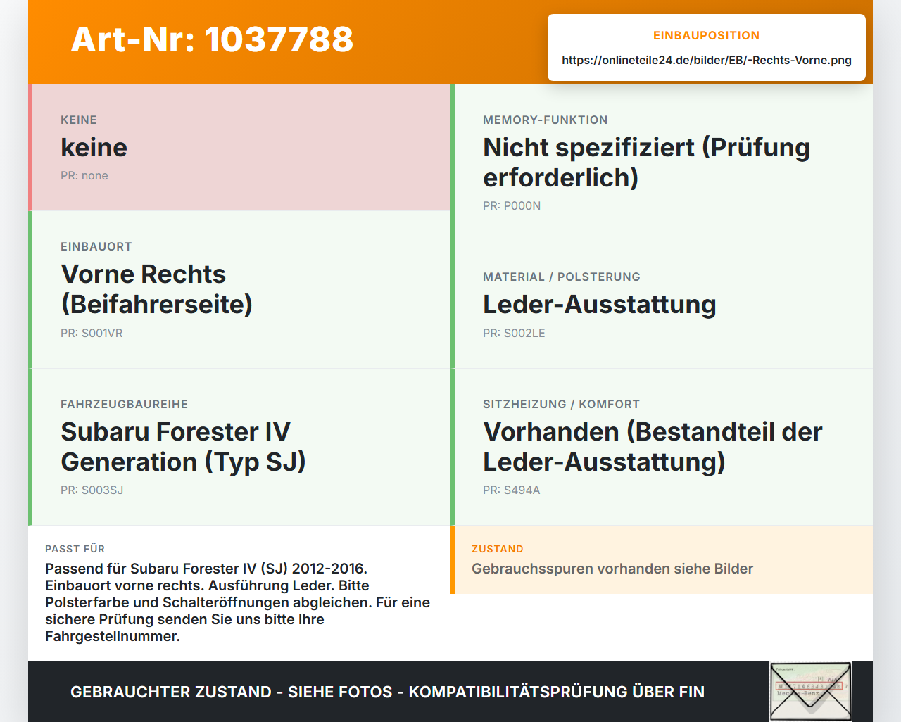 Subaru Forester IV SJ 12-16 Türverkleidung Türpappe Vorne Rechts Subaru Forester IV SJ 12-16 16.02.2015 gebraucht Vorschau 3