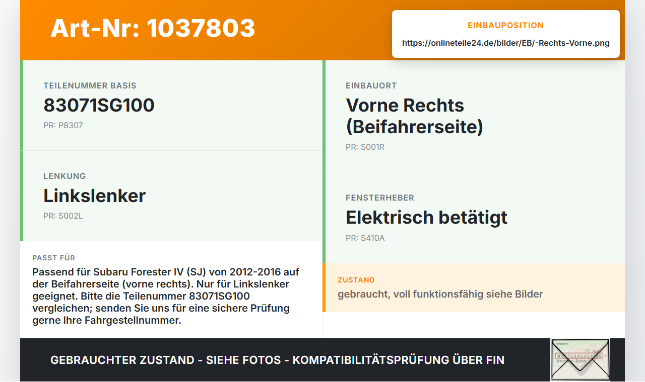 Subaru Forester IV SJ 12-16 Fensterheberschalter Schalter Vorne Rechts Subaru Forester IV SJ 12-16 16.02.2015... Vorschau 3