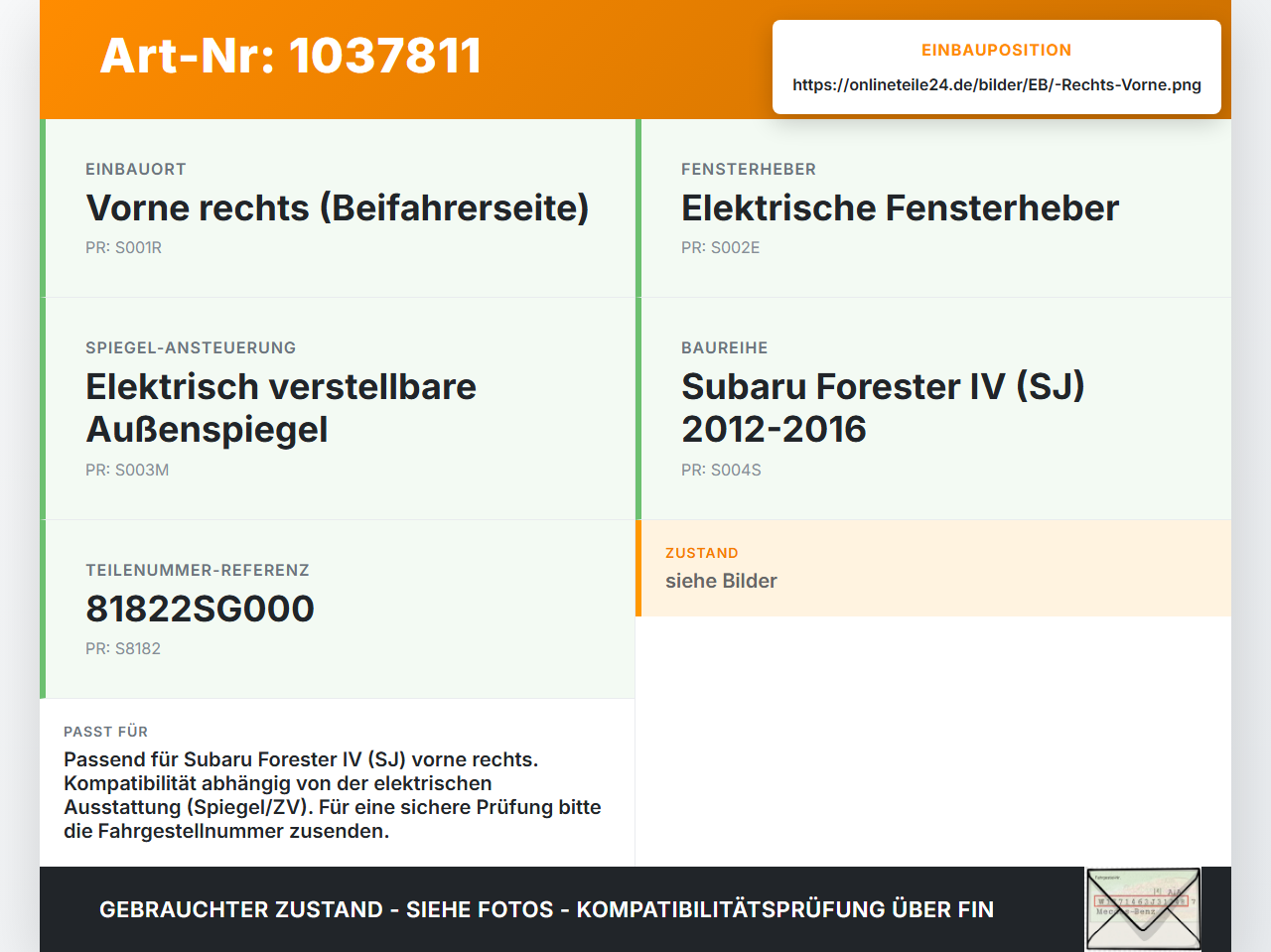 Subaru Forester IV SJ 12-16 Kabelbaum für Tür und Fensterheber Rechts Vorne Subaru Forester IV SJ 12-16 16.02.2015... Vorschau 3