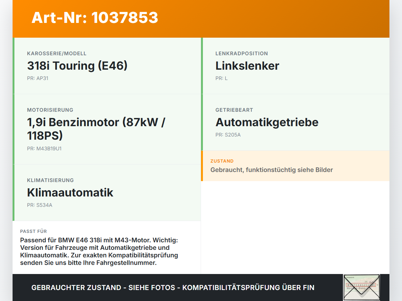 BMW 3er E46 99-01 1,9i 87KW Ausgleichsbehälter f. Kühlmittel BMW 3er E46 99-01 10.07.2000 7573780 17117573780 gebraucht Vorschau 3