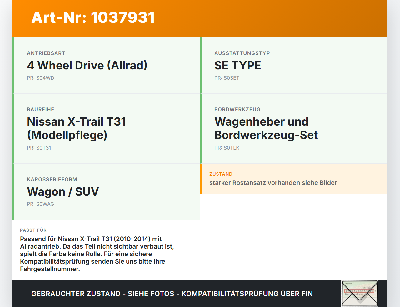 Nissan X-Trail T31 10-14 Original Werkzeug Bordwerkzeug Wagenheber Nissan X-Trail T31 10-14 21.09.2011 995503UP0A... Vorschau 3