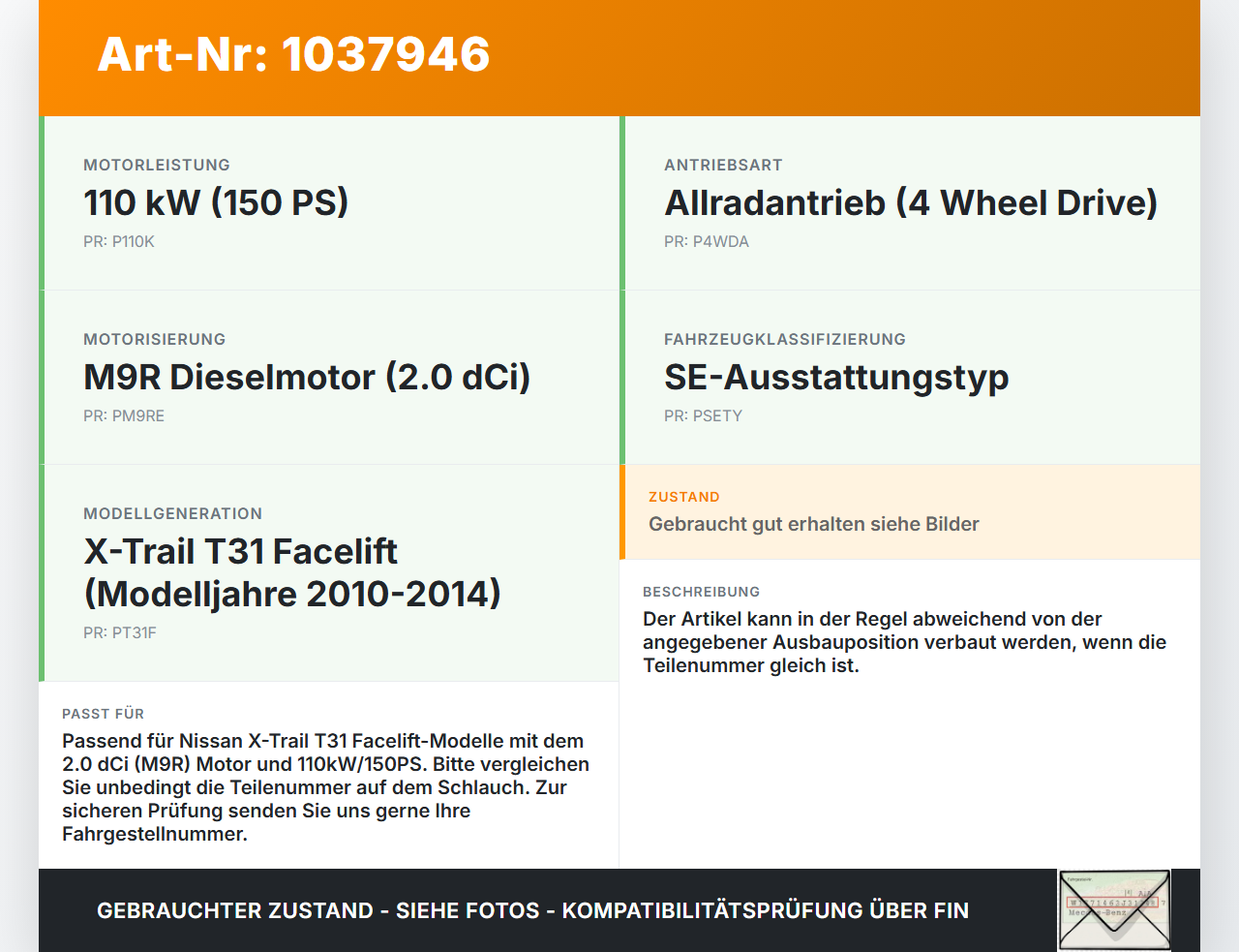 Nissan X-Trail T31 10-14 dCi 2,0 110KW Ansaugrohr Ladeluftschlauch Luftschlauch Pos.1 Nissan X-Trail T31 10-14... Vorschau 3