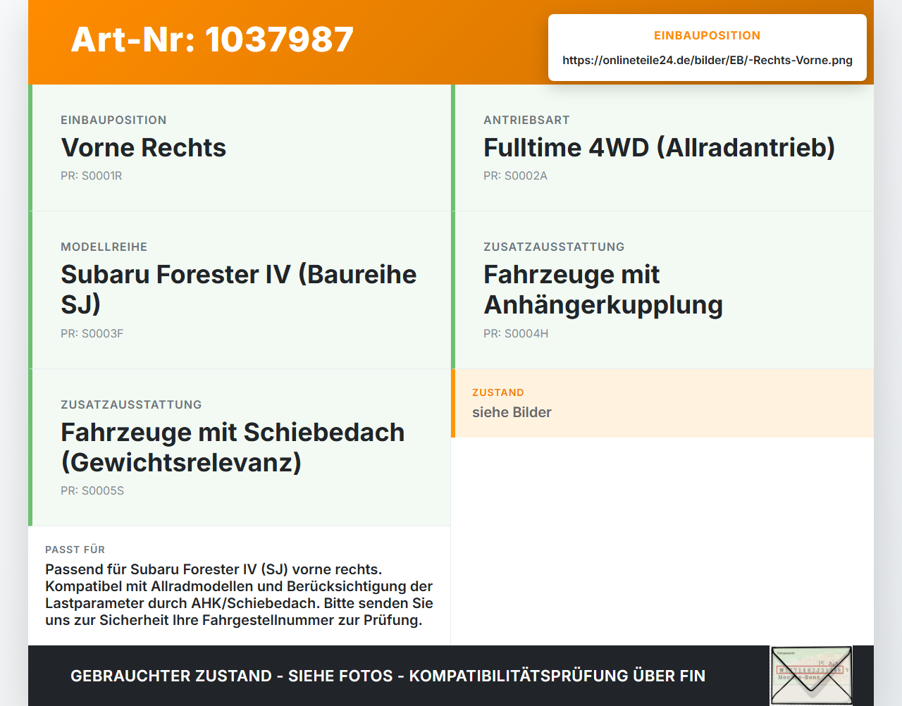 Subaru Forester IV SJ 12-16 108 108KW Domlager Federbeinlager Lager für Stossdämpfer Rechts Vorne Subaru Forester... Vorschau 3