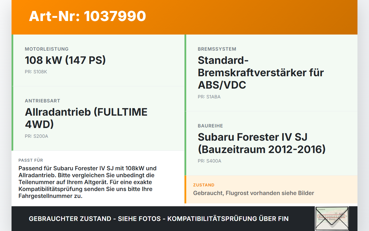 Subaru Forester IV SJ 12-16 108 108KW Bremskraftverstärker Subaru Forester IV SJ 12-16 16.02.2015 gebraucht Vorschau 3