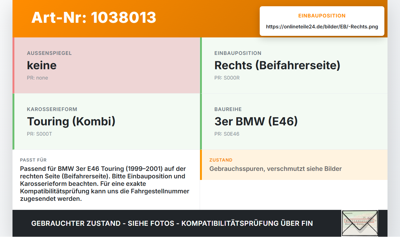 BMW 3er E46 99-01 Kombi Scharnier Motorhaube Motorhaubenscharnier Rechts BMW 3er E46 99-01 10.07.2000 7028578... Vorschau 3