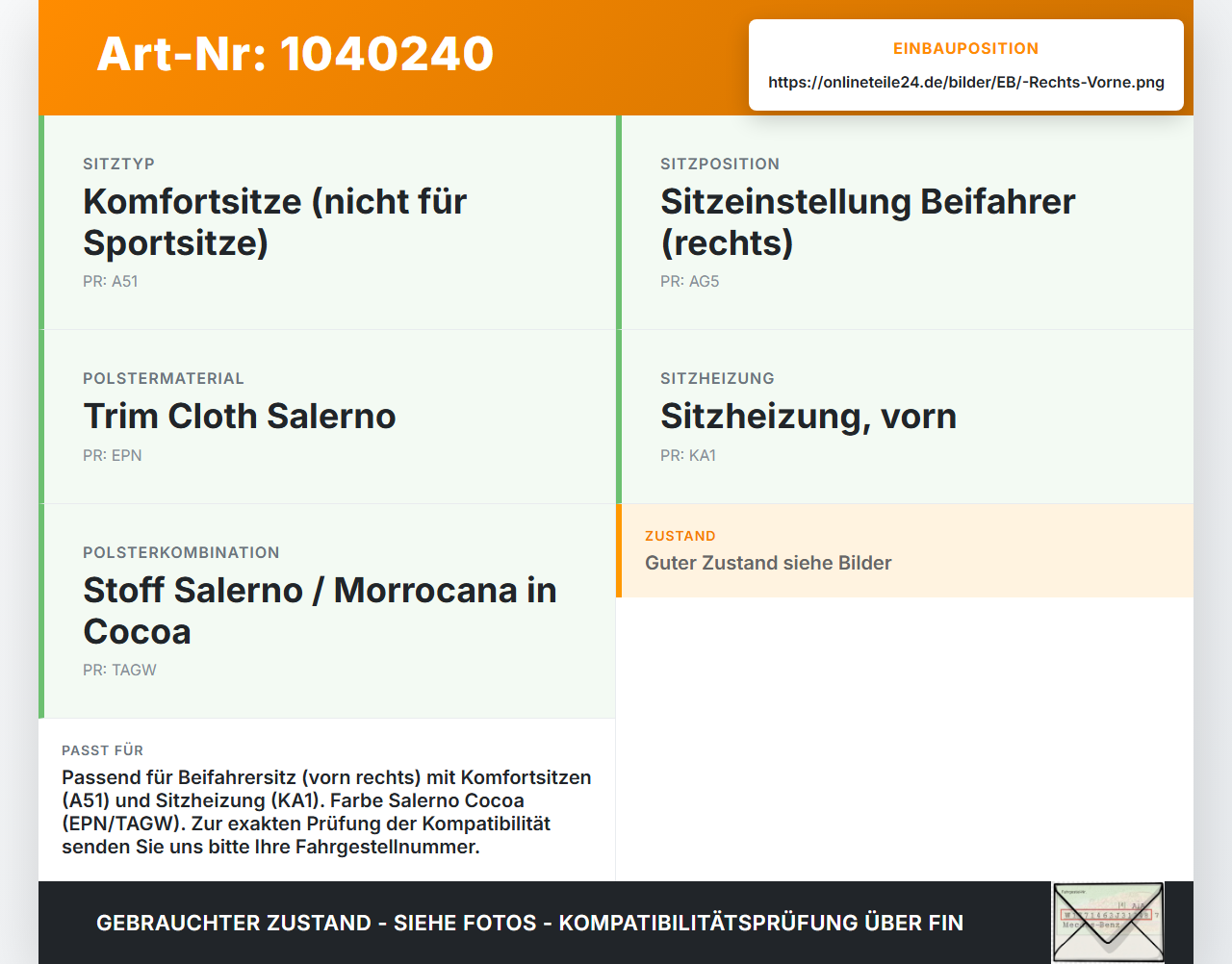 Opel Zafira C 11-16 Sitzbezug Sitzpolster für Beifahrersitz Rechts Vorne Sport beheizt Opel Zafira C 11-16... Vorschau 3