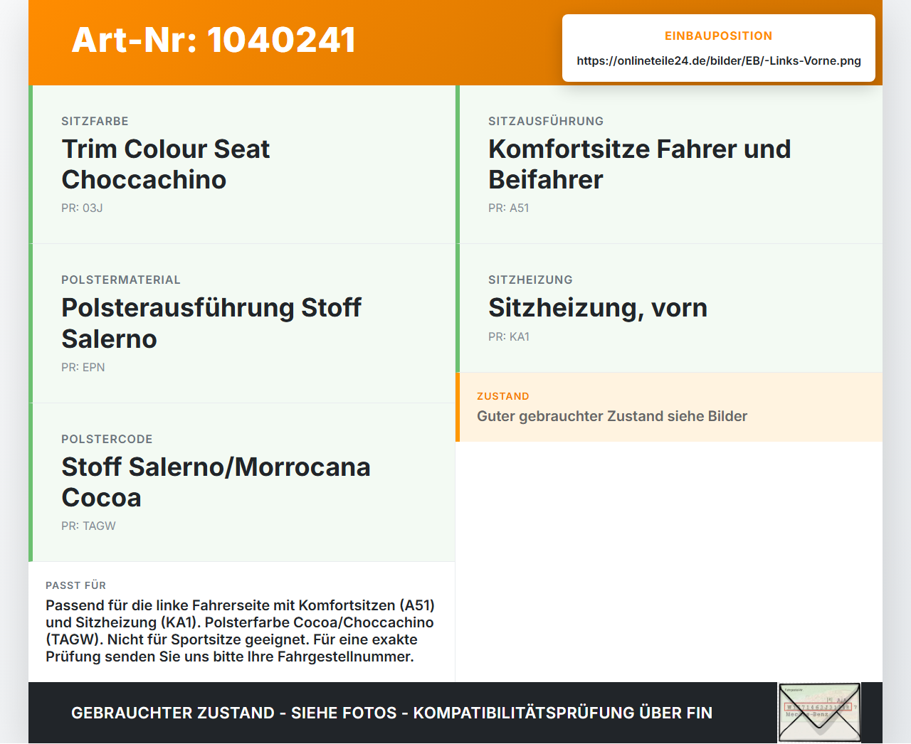 Opel Zafira C 11-16 Sitzbezug Rückenpolster Links Vorne für Fahrer Sitz Sport Opel Zafira C 11-16 16.10.2014... Vorschau 3