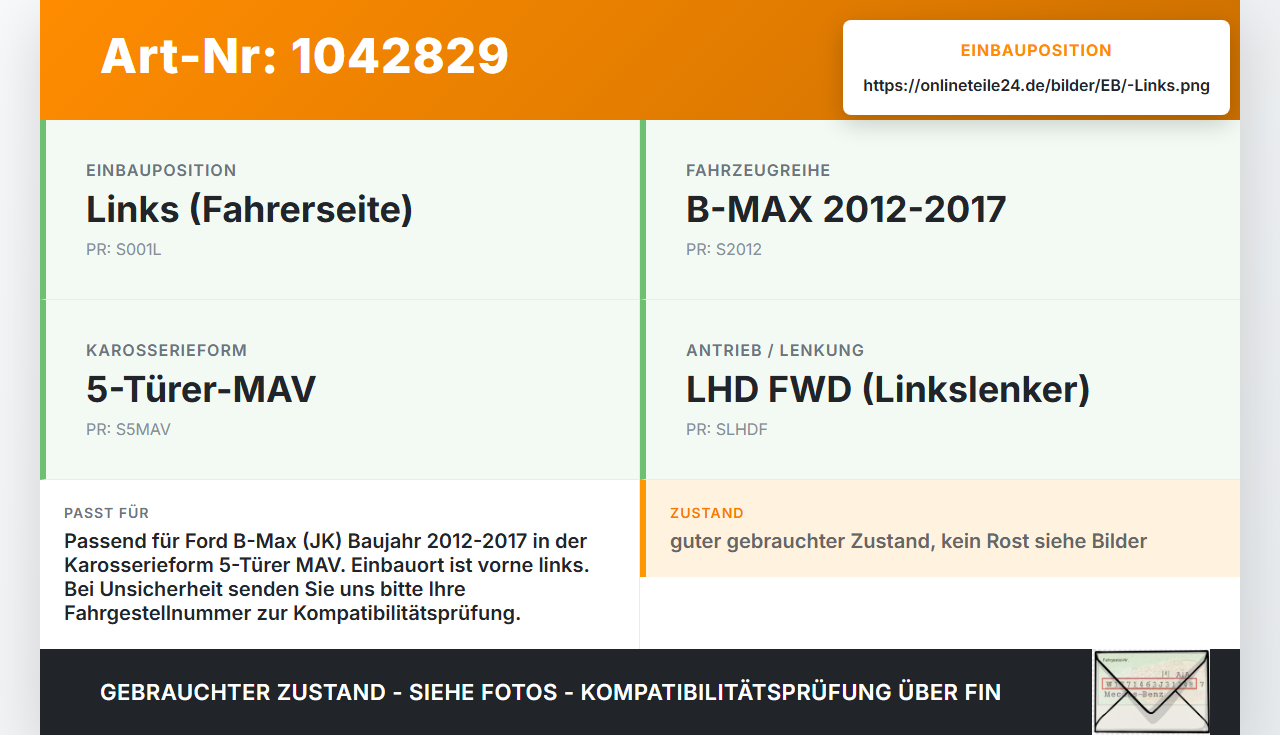 Ford B-Max JK 12-17 Scharnier für Motorhaube Motorhaubenscharnier Links Ford B-Max JK 12-17 03.04.2014... Vorschau 3