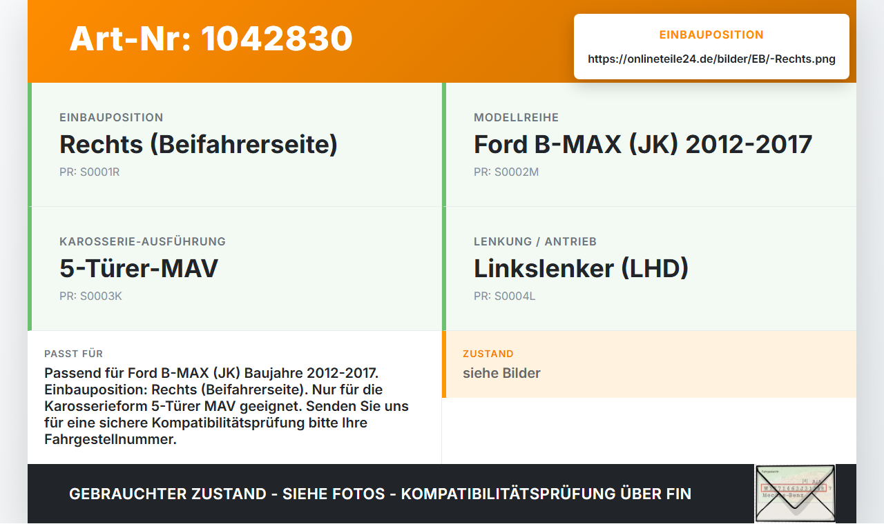 Ford B-Max JK 12-17 Scharnier für Motorhaube Motorhaubenscharnier Rechts Ford B-Max JK 12-17 03.04.2014... Vorschau 3