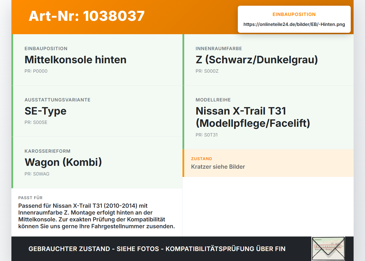 Nissan X-Trail T31 10-14 Luftdusche Luftdüse Mitte Hinten Nissan X-Trail T31 10-14 21.09.2011 gebraucht Vorschau 3