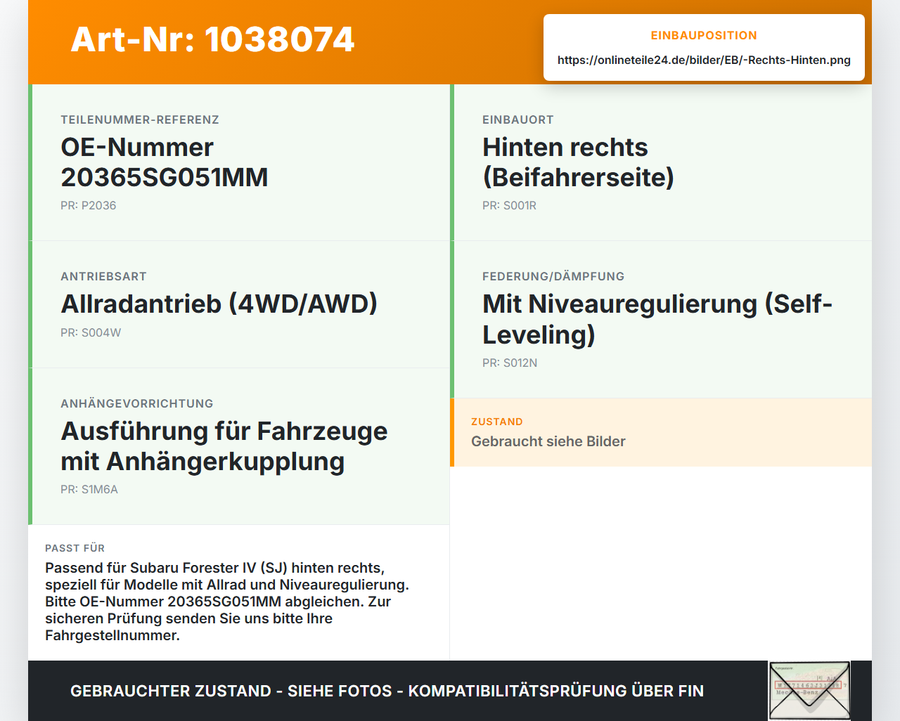 Subaru Forester IV SJ 12-16 Federbein Stossdämpfer Hinten Rechts Subaru Forester IV SJ 12-16 16.02.2015... Vorschau 3