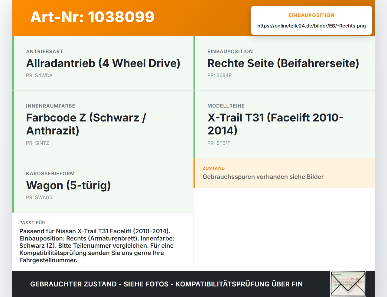 Nissan X-Trail T31 10-14 Becherhalter Getränkehalter Rechts Nissan X-Trail T31 10-14 21.09.2011 68430JG00A gebraucht Vorschau 3