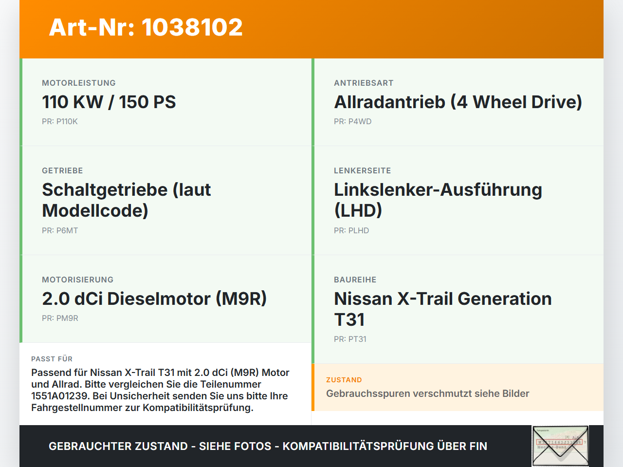 Nissan X-Trail T31 10-14 dCi 2,0 110KW Gaswertgeber Gaspedal Nissan X-Trail T31 10-14 21.09.2011 1551A01239 gebraucht Vorschau 3