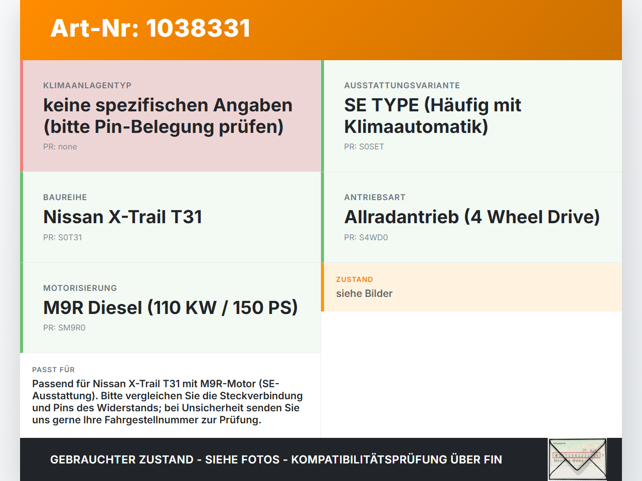 Nissan X-Trail T31 10-14 dCi 2,0 110KW Vorwiderstand Innenraumgebläse Gebläsewiderstand Nissan X-Trail T31 10-14... Vorschau 3