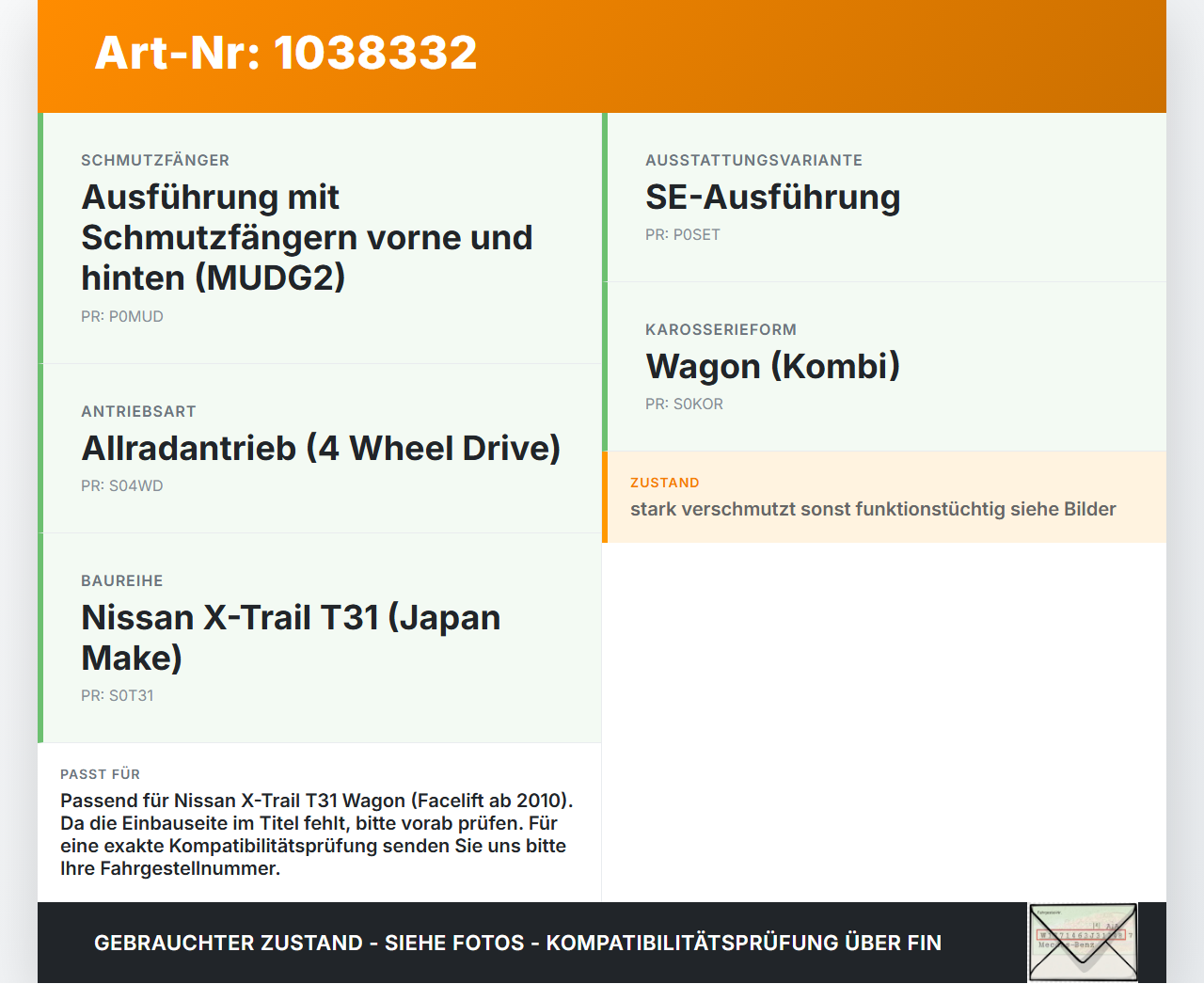 Nissan X-Trail T31 10-14 Halter Träger Führung Aufnahme für Kotflügel Nissan X-Trail T31 10-14 21.09.2011 gebraucht Vorschau 3