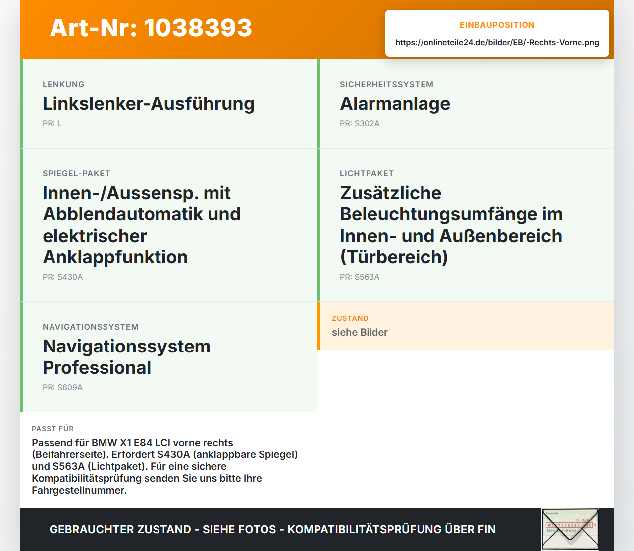BMW X1 E84 LCI 12-15 Kabelbaum für Tür und Fensterheber Rechts Vorne BMW X1 E84 LCI 12-15 29.10.2012 9269952-01... Vorschau 3