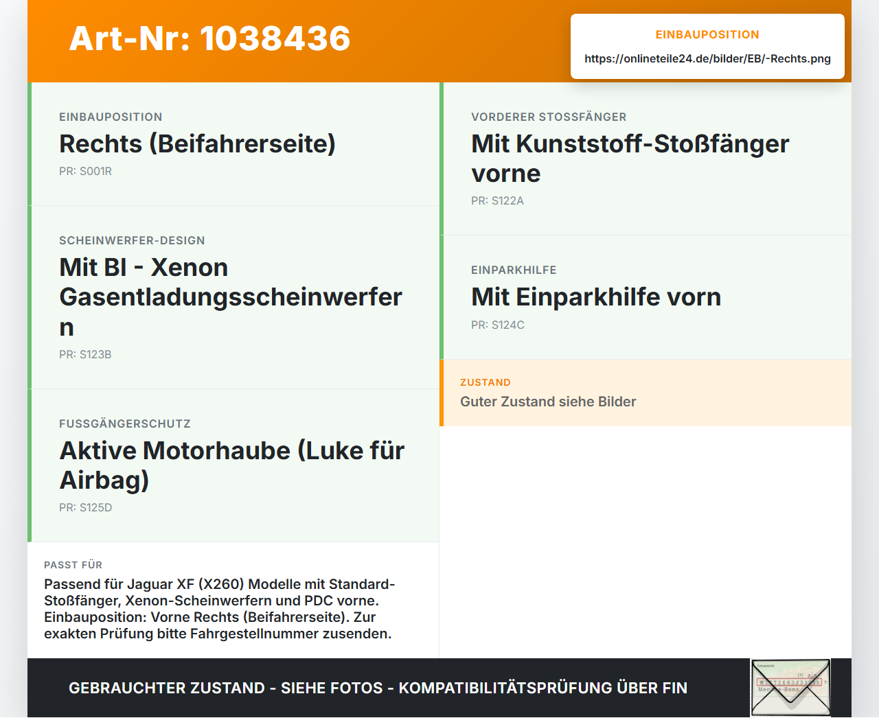 Jaguar XF X260 15-20 Fronthalter Träger Verbinder Rechts Jaguar XF X260 15-20 20.06.2017 GX63-17A261-A gebraucht Vorschau 3
