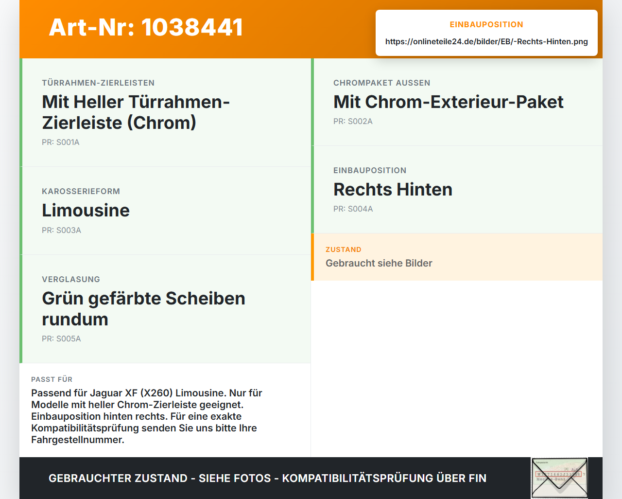 Jaguar XF X260 15-20 Lim Leiste für Tür Scheibendichtung Rechts Hinten Jaguar XF X260 15-20 20.06.2017 gebraucht Vorschau 3