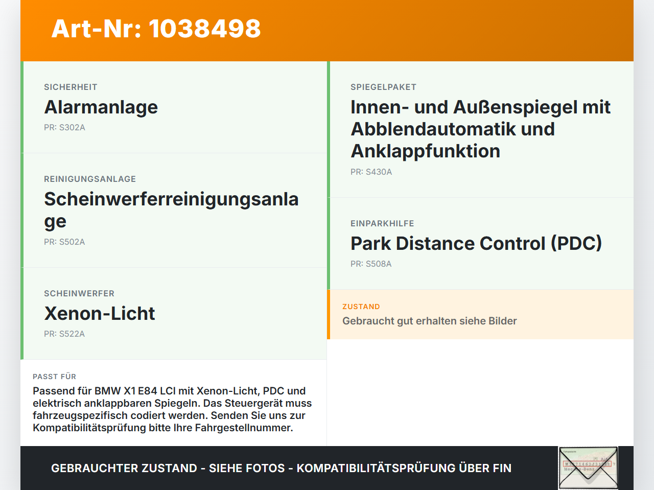 BMW X1 E84 LCI 12-15 SG Steuergerät für Karosserie BMW X1 E84 LCI 12-15 29.10.2012 6827064 61356827064 9286790... Vorschau 3