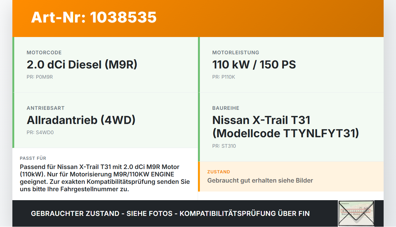 Nissan X-Trail T31 10-14 dCi 2,0 110KW M9R M9R110 Ausgleichswelle Nissan X-Trail T31 10-14 21.09.2011 gebraucht Vorschau 3