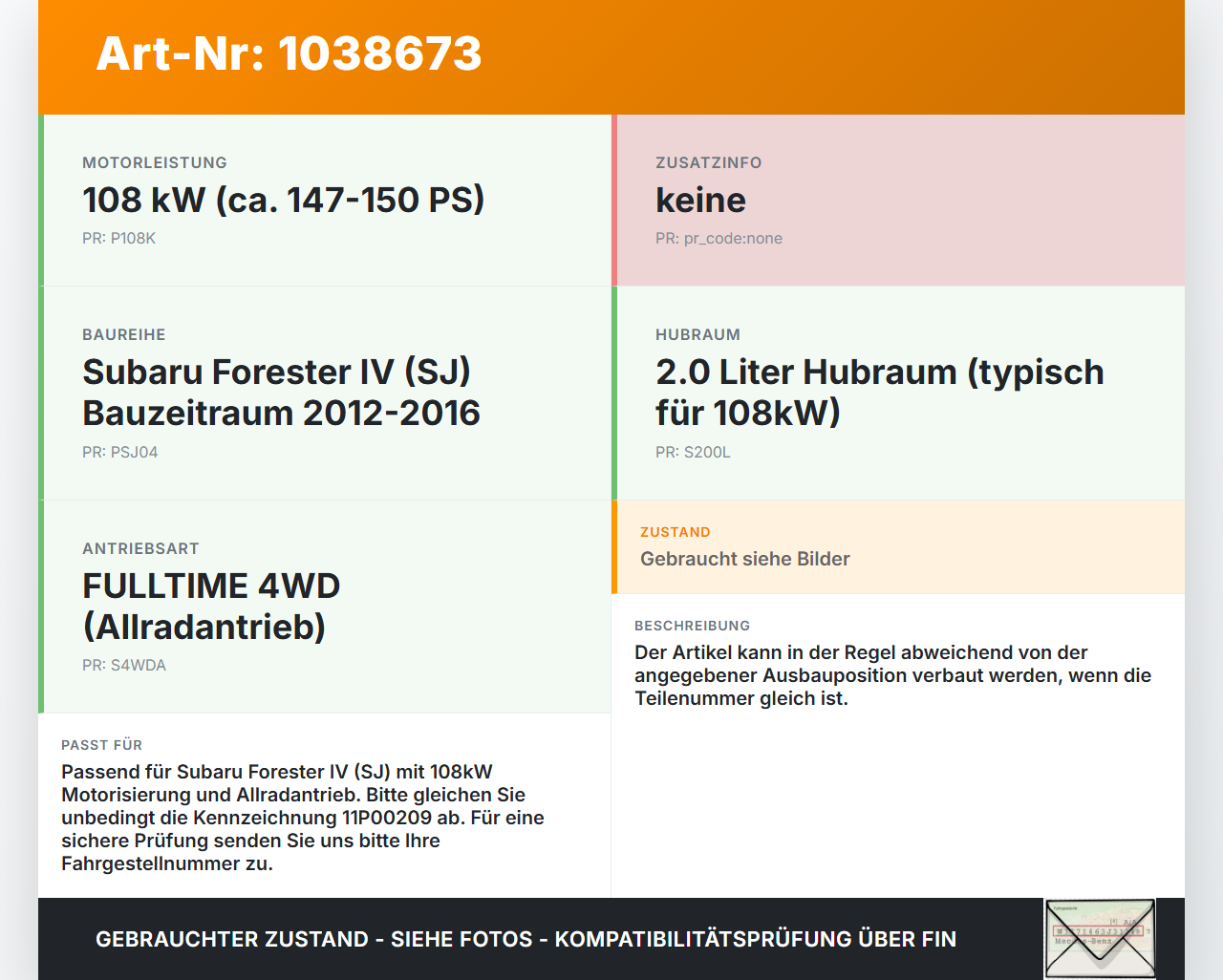 Subaru Forester IV SJ 12-16 108 108KW Injektor Einspritzdüse Zyl.4 Subaru Forester IV SJ 12-16 16.02.2015... Vorschau 3
