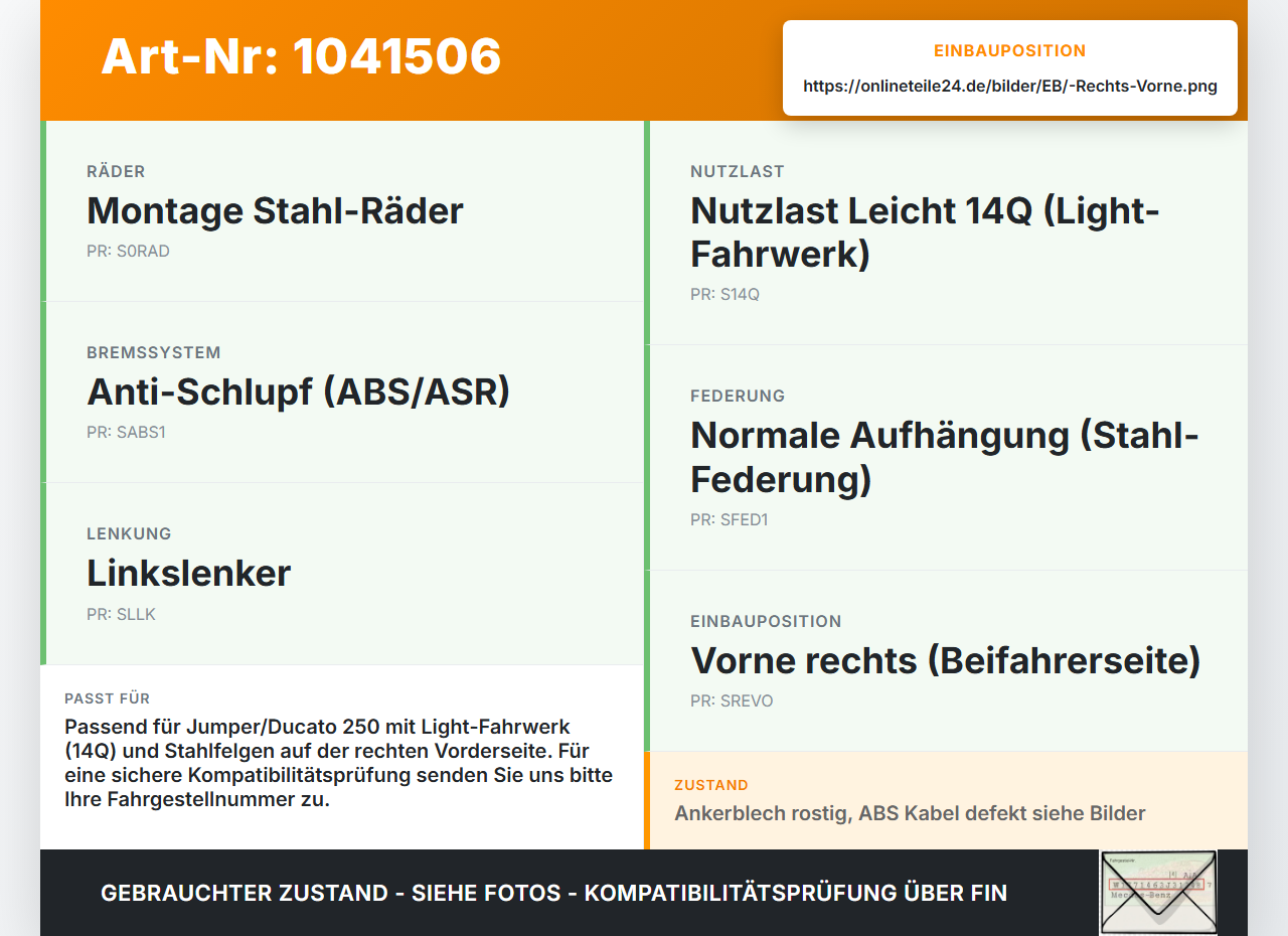 Jumper Ducato 250 06-14 HDI 2,2 88KW Achsschenkel Radnabe mit ABS Rechts Vorne Jumper Ducato 250 06-14 20.04.2007... Vorschau 3